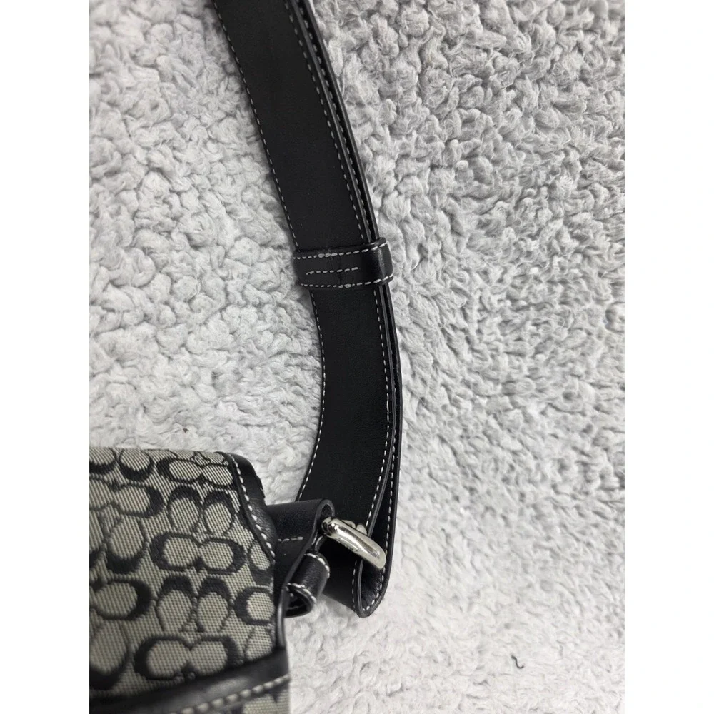 Coach K3M 6376 Black Signature Canvas Leather Adjustable Shoulder Bag‎